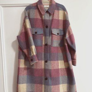 Isabel Marant Fontizi Plaid Coat in Rosewood